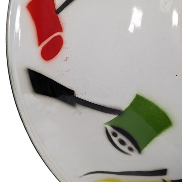 Vintage 50s Mid-Century Atomic Large Enamelware BBQ Grilling Bowl 15.75in Wide - Picture 10 of 11